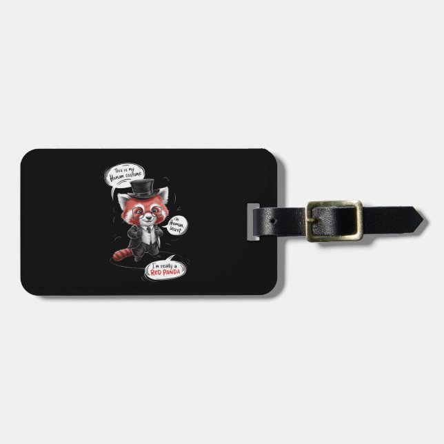 Etiqueta Para Maletas Un lindo panda rojo (Frente Horizontal)