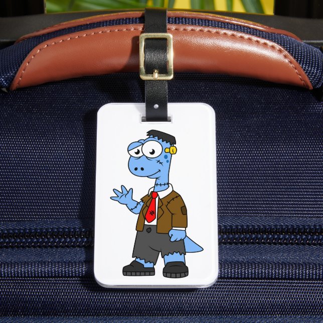 Etiqueta Para Maletas Un Personalizado Brontosaurio Se Vestió Como Frank (Anverso In situ 2)