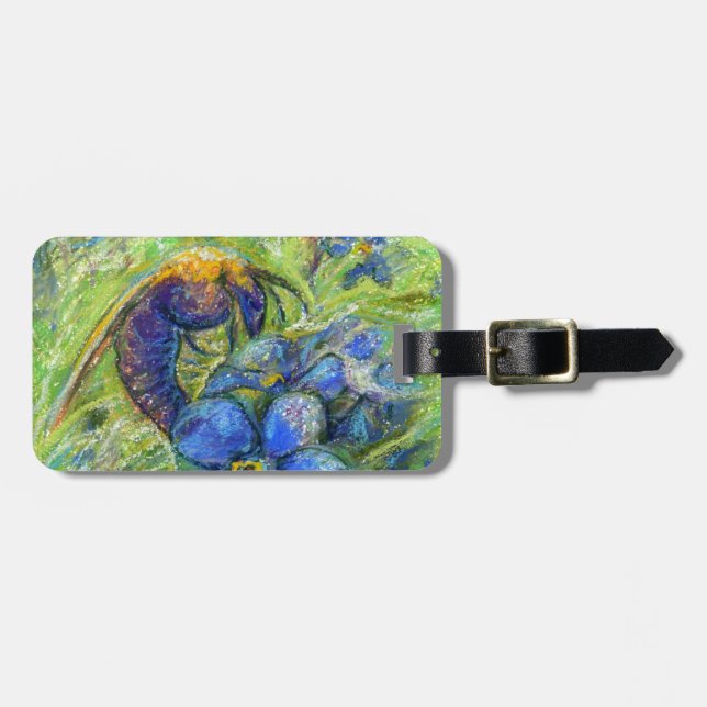 Etiqueta Para Maletas Una abeja y flores de nomeolvides (Frente Horizontal)