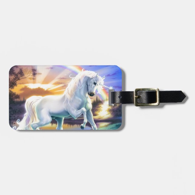 Etiqueta Para Maletas Unicornio del arco iris (Frente Horizontal)