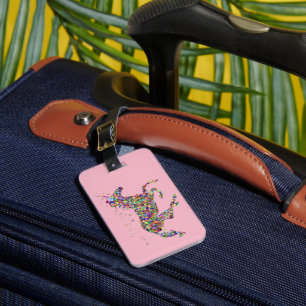 Etiqueta Para Maletas Unicornio geométrico color rosa