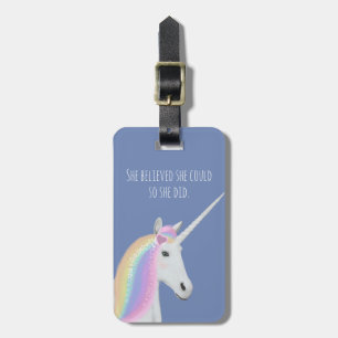 Etiqueta Para Maletas Unicornio lindo que ella creyó que ella podría
