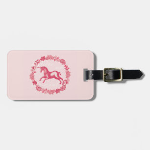 Etiqueta Para Maletas Unicornio rosa y flores