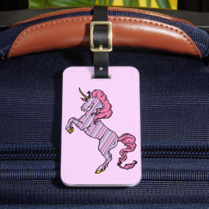 Etiqueta Para Maletas Unicornio rosa y púrpura