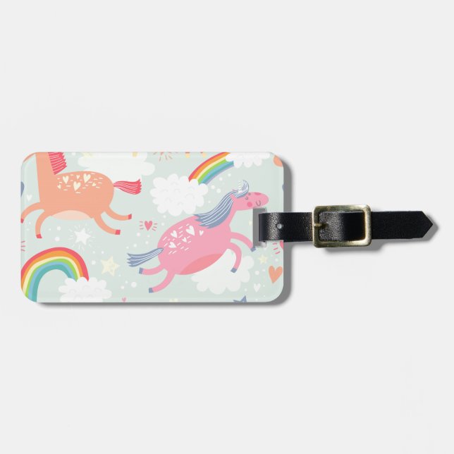 Etiqueta Para Maletas Unicornios y arco iris (Frente Horizontal)