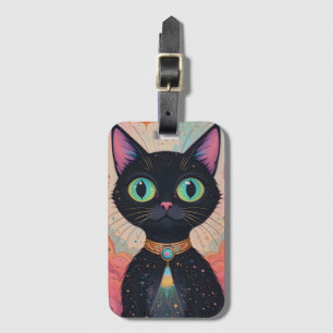 Etiqueta Para Maletas Universo de gato negro futurista atómico