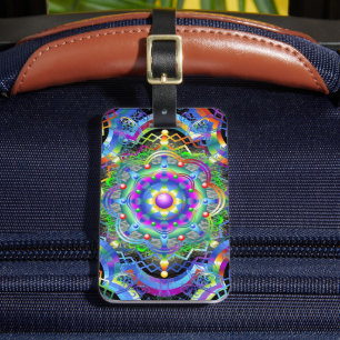 Etiqueta Para Maletas Universo Mandala Colores Psicodélicos