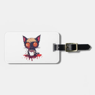 Etiqueta Para Maletas Ups Meow � Gato Kawaii Triste Amante del Café