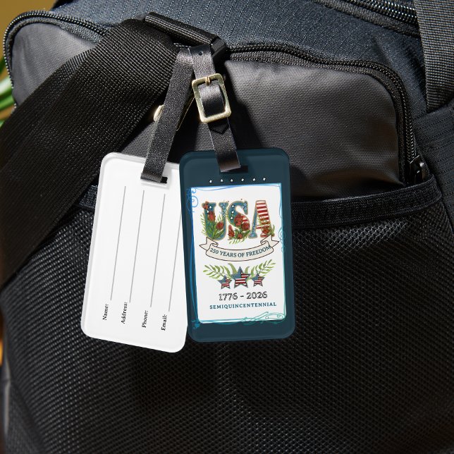 Etiqueta Para Maletas US 250 Years of Freedom Elegant Botanical (US 250 Years of Freedom Elegant Botanical Luggage Tag)