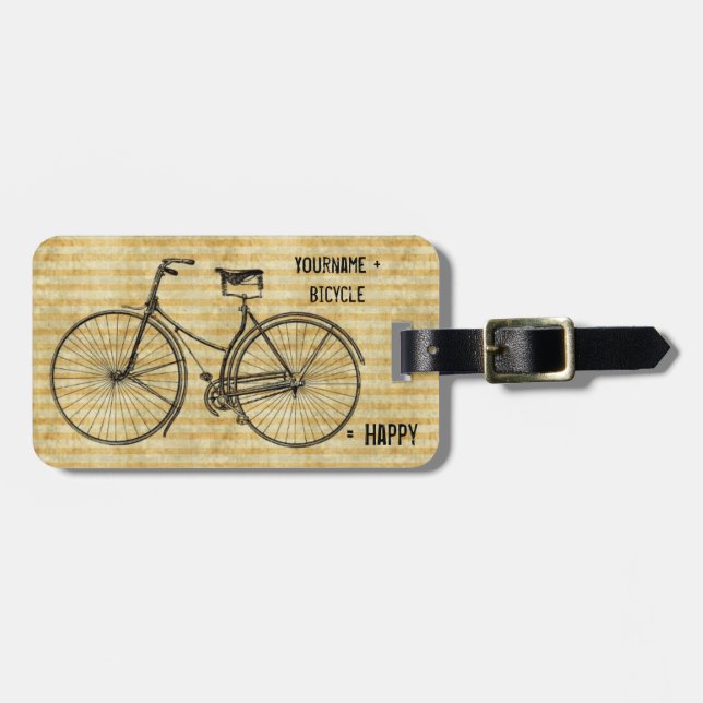 Etiqueta Para Maletas Usted más la bicicleta iguala amarillo antiguo (Frente Horizontal)