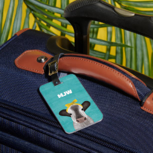 Etiqueta Para Maletas Vaca dulce con barba personalizada