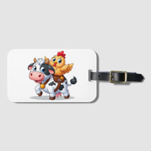 Etiqueta Para Maletas vaca/pollo personalizado lindo
