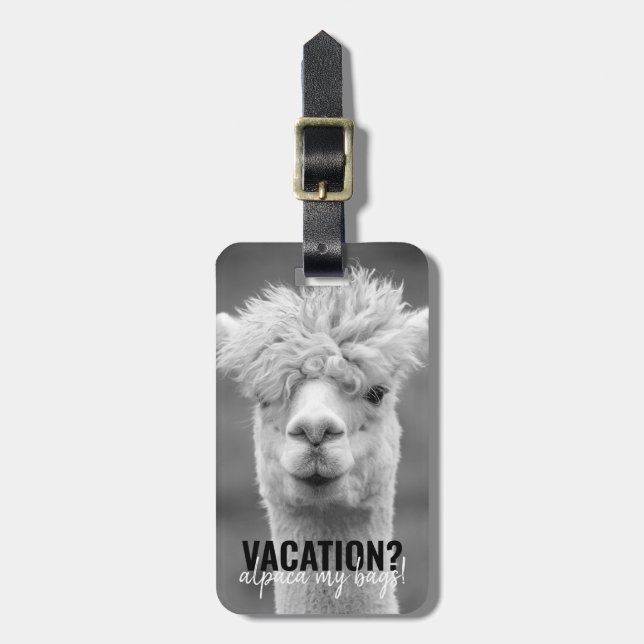 Etiqueta Para Maletas Vacaciones Alpaca My Bags Black (Frente Vertical)
