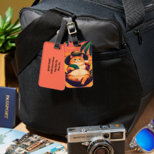 Etiqueta Para Maletas Vacaciones divertidas de gato de verano retro