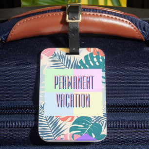 Etiqueta Para Maletas Vacaciones permanentes estilo tropical de los años