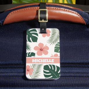 Etiqueta Para Maletas Vacaciones personalizadas blancas verdes rosadas