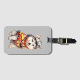 Etiqueta Para Maletas Valiente bombero Siberian Husky Dog honrando
