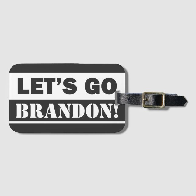 Etiqueta Para Maletas Vamos Brandon" Blanco y negro (Anverso horizontal)