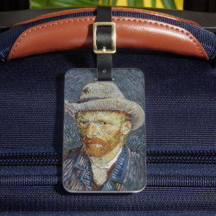 Etiqueta Para Maletas Van Gogh Autoretrato Gray Felt Gorra Pintura