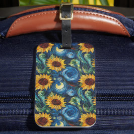 Etiqueta Para Maletas Van Gogh girasoles y noche estrellada
