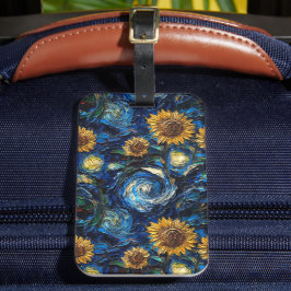 Etiqueta Para Maletas Van Gogh girasoles y noche estrellada