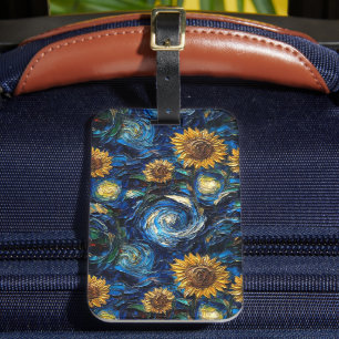 Etiqueta Para Maletas Van Gogh girasoles y noche estrellada