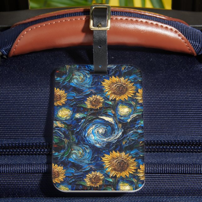 Etiqueta Para Maletas Van Gogh girasoles y noche estrellada (Anverso In situ 2)