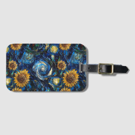Etiqueta Para Maletas Van Gogh girasoles y noche estrellada