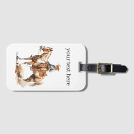 Etiqueta Para Maletas Vaquera rubia de color de agua occidental, persona