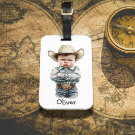 Etiqueta Para Maletas Vaquero Gruñón Personalizado con Ropa de Denim