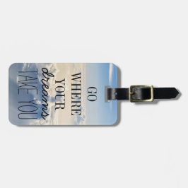 Etiqueta Para Maletas Vaya a adonde sus sueños le toman tipografía de la