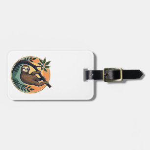 Etiqueta Para Maletas Vector de perezoso vintage Insignia de fauna retro