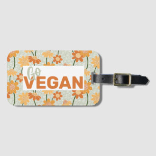 Etiqueta Para Maletas ¡Vegan! Flores retro de los años 70 apagadas