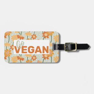 Etiqueta Para Maletas ¡Vegan! Flores retro de los años 70 apagadas