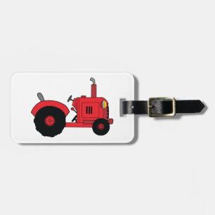 Etiqueta Para Maletas Vehículo Tractor Rojo de Granja