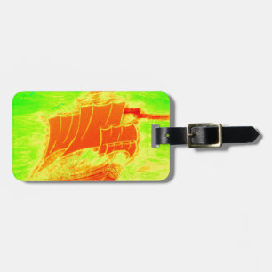 Etiqueta Para Maletas velero fluorescente