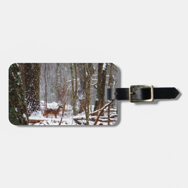 Etiqueta Para Maletas Venado en caída de nieve (Frente Horizontal)