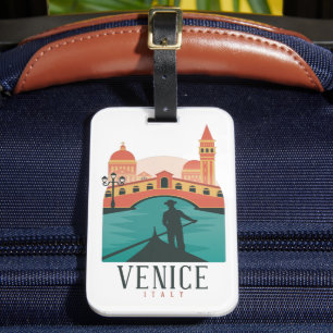 Etiqueta Para Maletas Venecia Italia Retro Vintage Travel Gondola