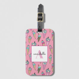 Etiqueta Para Maletas Verano de crema de hielo rosa