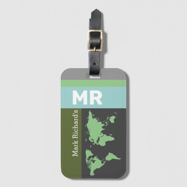 Etiqueta Para Maletas verde elegante (Anverso vertical)