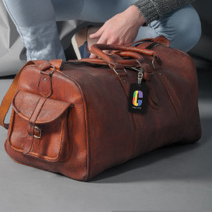 Etiqueta Para Maletas Verde morado amarillo rojo Monograma inicial C neg