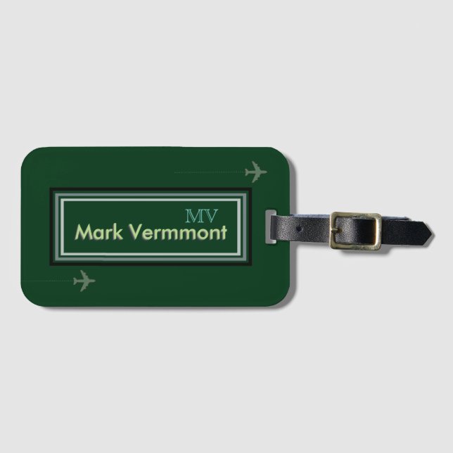 Etiqueta Para Maletas Verde personalizado moderno (Anverso horizontal)