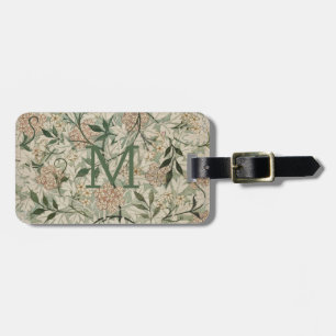 Etiqueta Para Maletas Verde sabio, floral de durazno personalizado