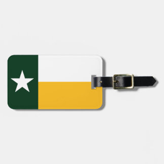 Etiqueta Para Maletas Verde y bandera de Tejas del oro