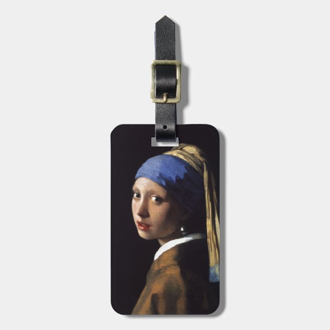 Etiqueta Para Maletas Vermeer Chica Pearl Earring Masterpiece Pintura (Frente Vertical)