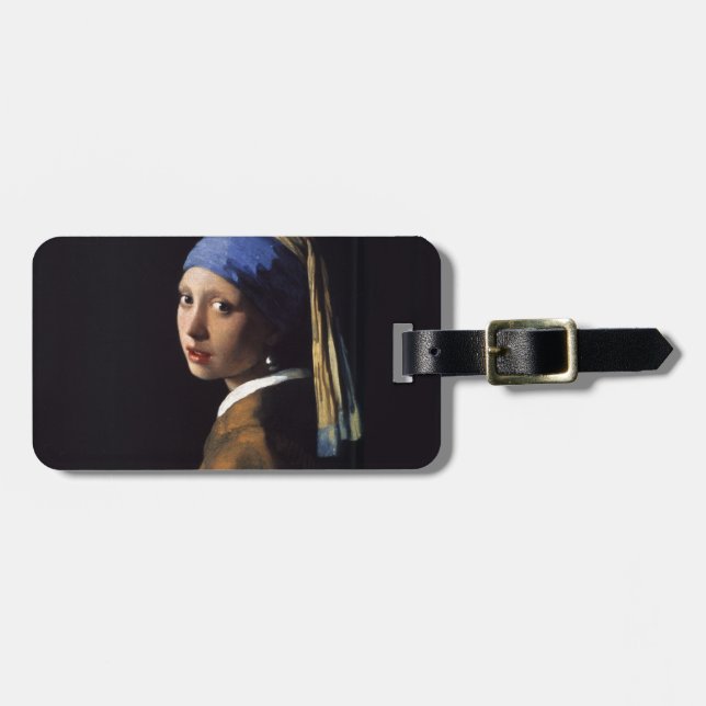 Etiqueta Para Maletas Vermeer Chica Pearl Earring Masterpiece Pintura (Frente Horizontal)