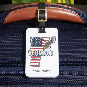 Etiqueta Para Maletas Vermont Estados Unidos Retro State Map Vintage USA
