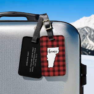 Etiqueta Para Maletas Vermont   Red & Black Buffalo Plaid Home State