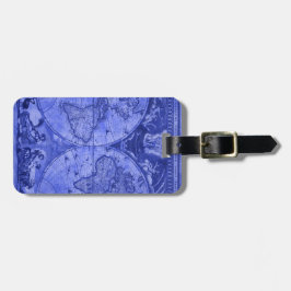 Etiqueta Para Maletas Versión azul Mapa del mundo antiguo J Blaeu 1664