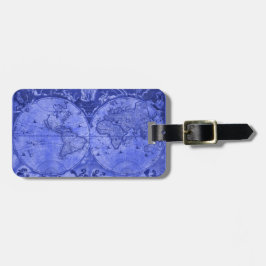 Etiqueta Para Maletas Versión azul Mapa del mundo antiguo J Blaeu 1664